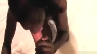 Slutty african girl taking white huge cock in mouth and cunt