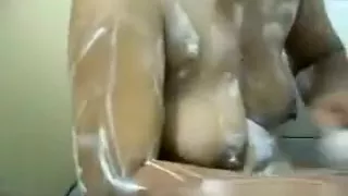Chubby Indian Wife Washing Her Body