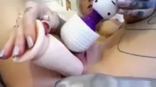 Horny inked girlfriend masturbating