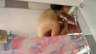 Naughty bimbo gets changes in the bathroom while getting fi