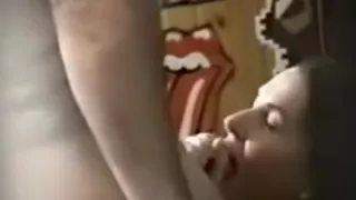 Hot brunette caught blowing and swallowing by a peeper