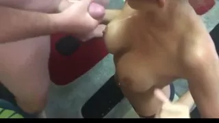 Crazy homemade doggystyle, spitroasting, brunette adult scene