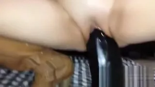 Gargantuan dildo fucking loose pussy MILF