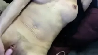 Blonde Milf in blue panties pounding