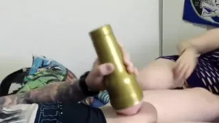 Sexy brunette riding two big cocks