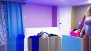 Blonde in pink panties masturbates