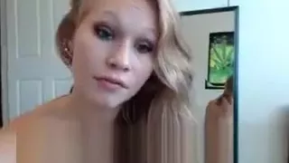 Cute Blonde Coed Babe Masturbating