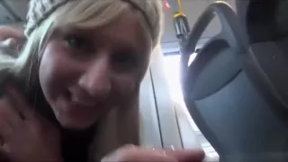 Naughty Blonde Rides Cock on Public Transportation