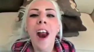 Platinum Blonde Bitch Plays With Cum