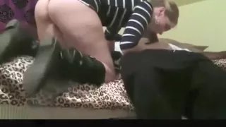 Blonde in Boots Gets Doggy Styled