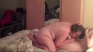 BBW wife cum coated after sucking and riding on stranger