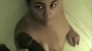 Wonderful butt naked brunette got surprised by size of a fat black cock