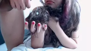 Cute Columbian teen hairjob ...