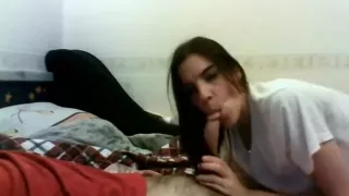 Horny amateur Brunette, Handjob adult scene