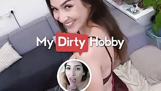 MaryHaze Wearing Her Sexy Lingerie Heels Opens Her Neighbor's Pants Swallows His Cock - MyDirtyHobby