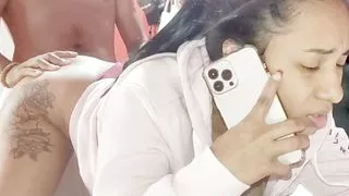 "Stepbrother Creampie Her Stepsister While She Talks To Her Boyfriend On The Cell Phone "