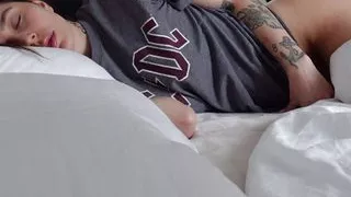 Morning awakening of a slender beauty! Cock in her mouth and cum on her face!