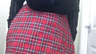 Old Granny Sally dressed in her tartan outfit, strips off and fingers her pussy