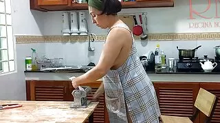 Ravioli Time! Naked Cooking. Regina Noir, a nudist cook at nudist hotel resort. Nude maid. Naked housewife. Teaser