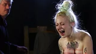 Pale Babe Screams out as Whipped on Back