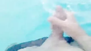 Boy enjoys his time in the pool as he masturbates and cums