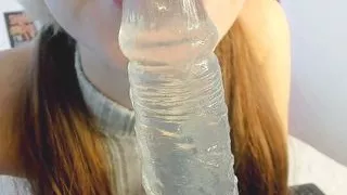 close up show sucking dildo