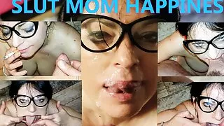 Big tits slut mom gag on big dick taking piss pn face while smoking cigarette, ending in big facial