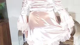 Uk cd in very shiny pink sexy dress