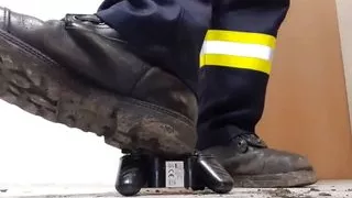 Firefighter Stomping old Toy Truck