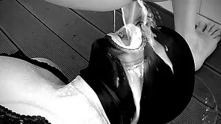 Receiving a deep milk enema in mouth for the first time