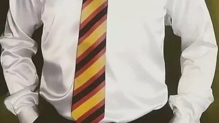 Jerking in shirt and tie