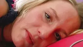 Amazing German babe stuffing a cucumber deep inside her muff