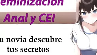 Spanish JOI con feminizacion, anal y CEI. Tu novia te pilla con su ropa.
