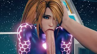Metroid - Samus Aran Deepthroating & Swallow Cum (Animation with Sound)