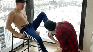 Big ass guy served two guys with his tight asshole