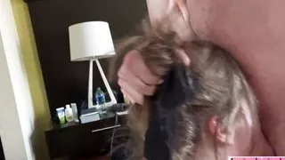 Talented sucking leads to cum all over innocent girl's face.