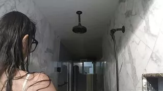 Marica Hase in sexy lingerie masturbates in the mirror