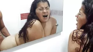 My stepmom comes in while I'm taking a shower and we end up fucking.