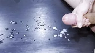 Big cumshot over the table - (Only Cumshot)