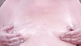 Mature Boobs nature public exhibition