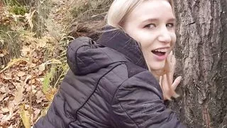 My teen stepsister loves to fuck and swallow cum outdoors. - POV