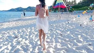 Squirting on PUBLIC BEACH and Dripping Anal Creampie ! Day with my Step Sister & FREUTOY