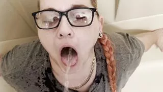 Side Slut Piss and Cum Facial while Wife is at Work!!