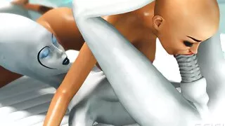 Super alien sex in the sci-fi lab. Futa alien plays with a young hottie
