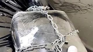 Fejira com  Multi-layer Zentai, chains wrapped mummy bondage orgasm