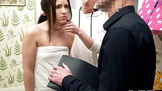 DEBT4k. Naive gal confronted by collector who properly drills her holes