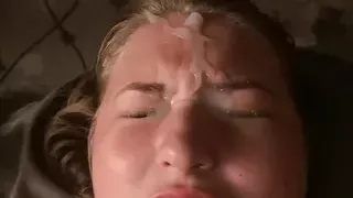 Wife Blowjob and Face Fuck with Facial in eyes!!