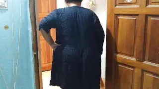 Wife fucked hard with dirty while sweeping in the room - POV