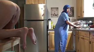 Arab Maid Cleans Kitchen And Asshole Of Her British Boss