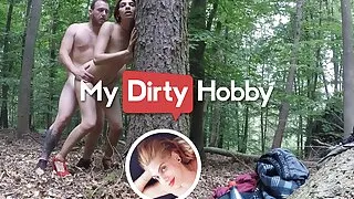 Brunette Hottie Mila-Hase Gets Horny Gets Undressed Rides Her Man's Cock Outdoors - MyDirtyHobby